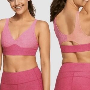 Outdoor Voices Plunge Bra Keyhole Back Rose Clay Flamingo Pink